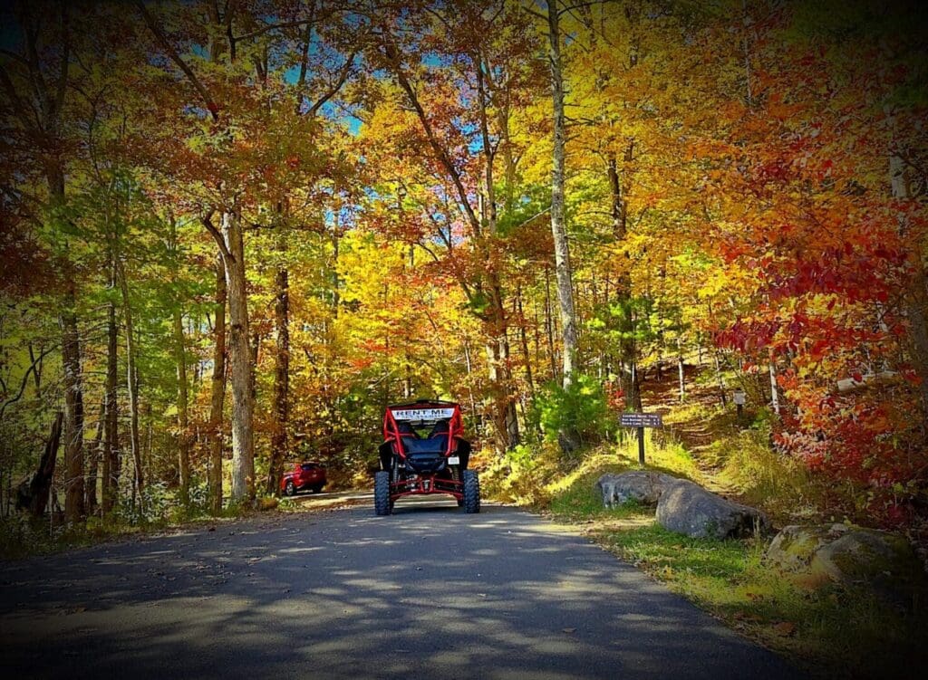 A person riding a UTV